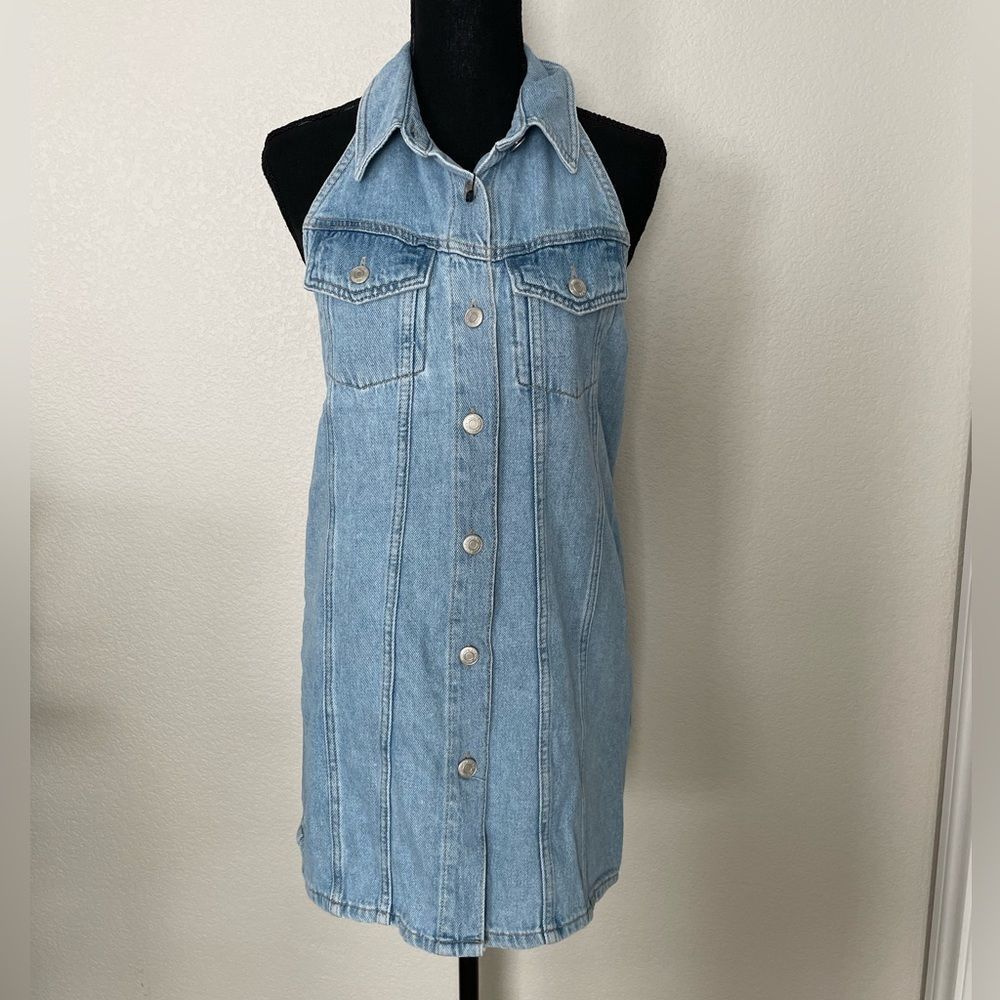 NWT Zara Denim Halter Neck Dress